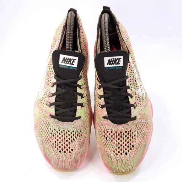 Nike Flyknit Zoom Athletic Running Shoe Womens Size 8.5 698616-301 Pink White - Picture 2 of 9